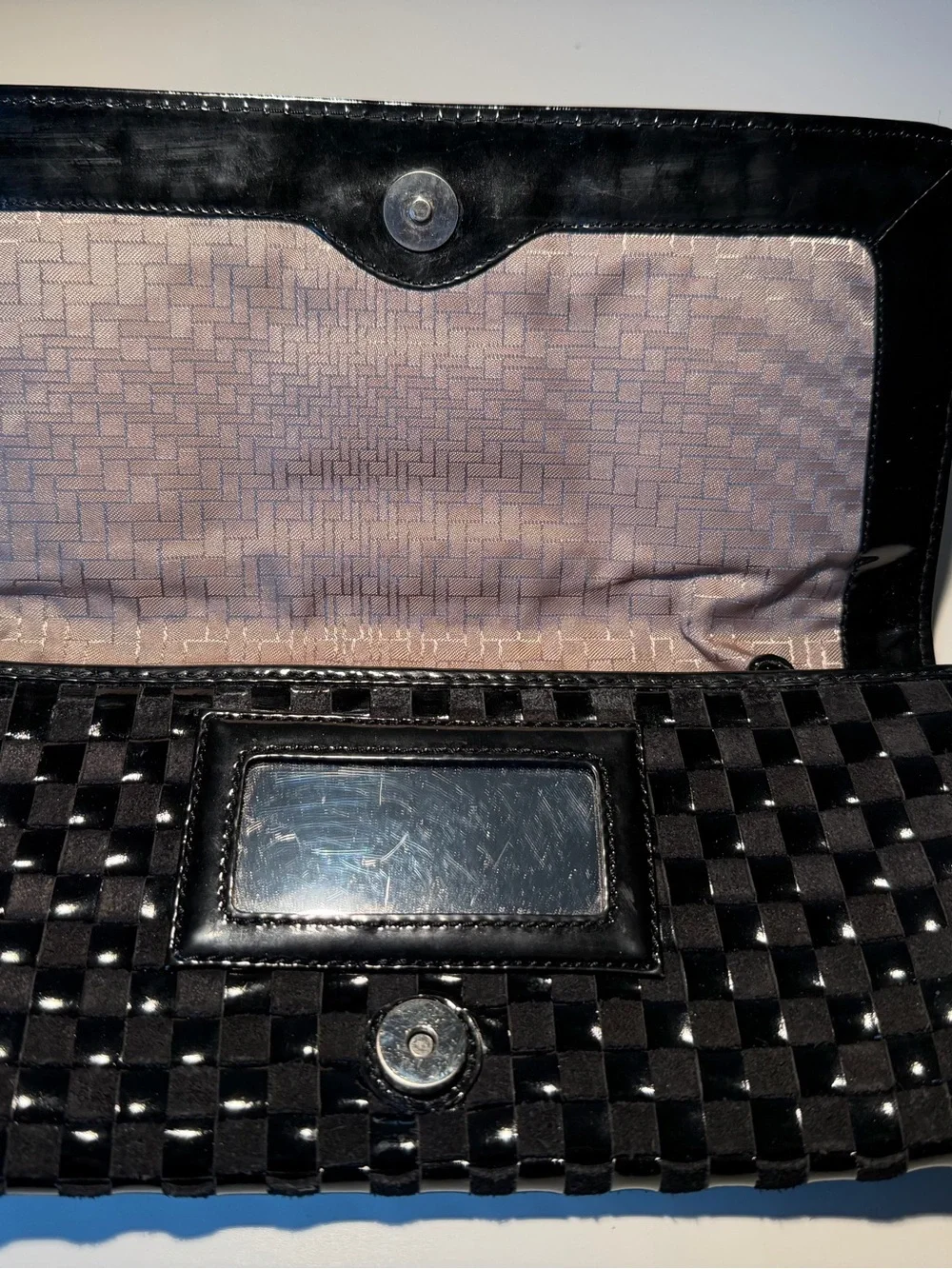 Cole Haan Black and Brown Woven Clutch